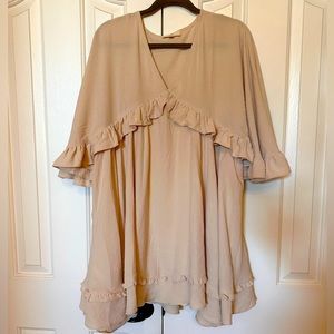 Entro tunic style ruffly fun shirt dress in creamy pink